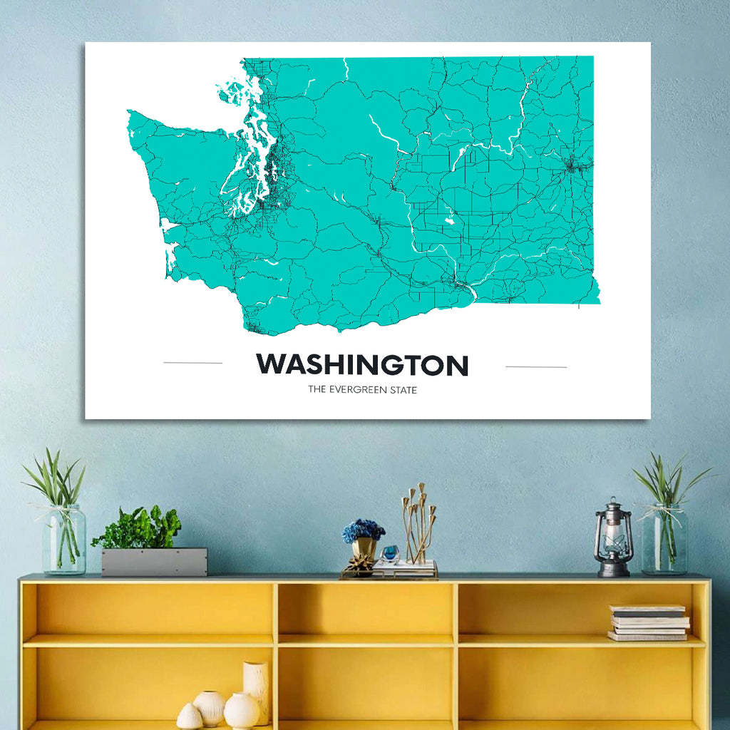 Washington State Minimalist Map Wall Art