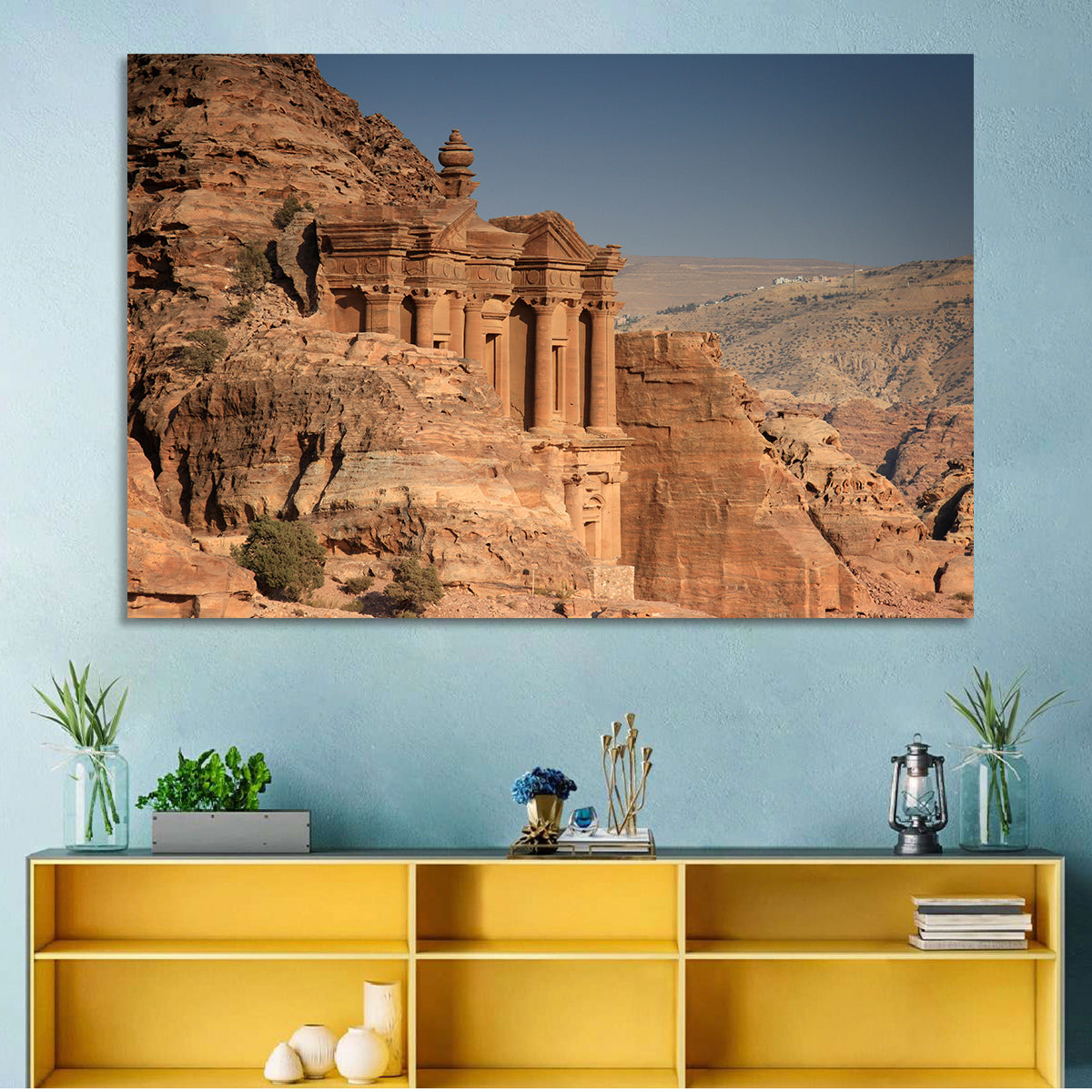 The Monastery at Petra Wall Art in a room, landscape
