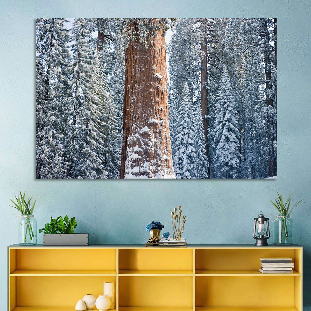 Winter Giant Sequoia in Snowy Forest Wall Art