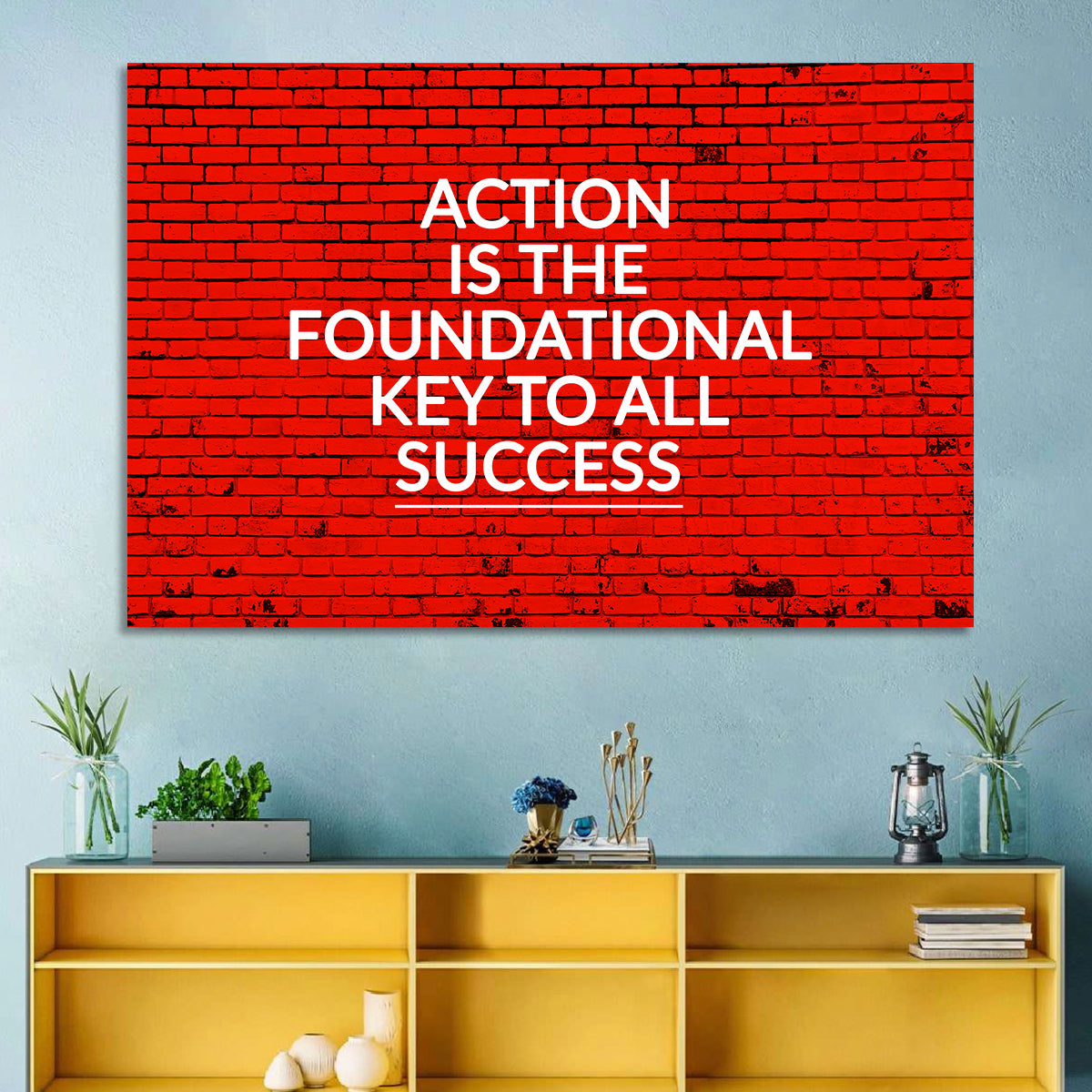 Key to Success on Red Brick Wall Art in a room, landscape