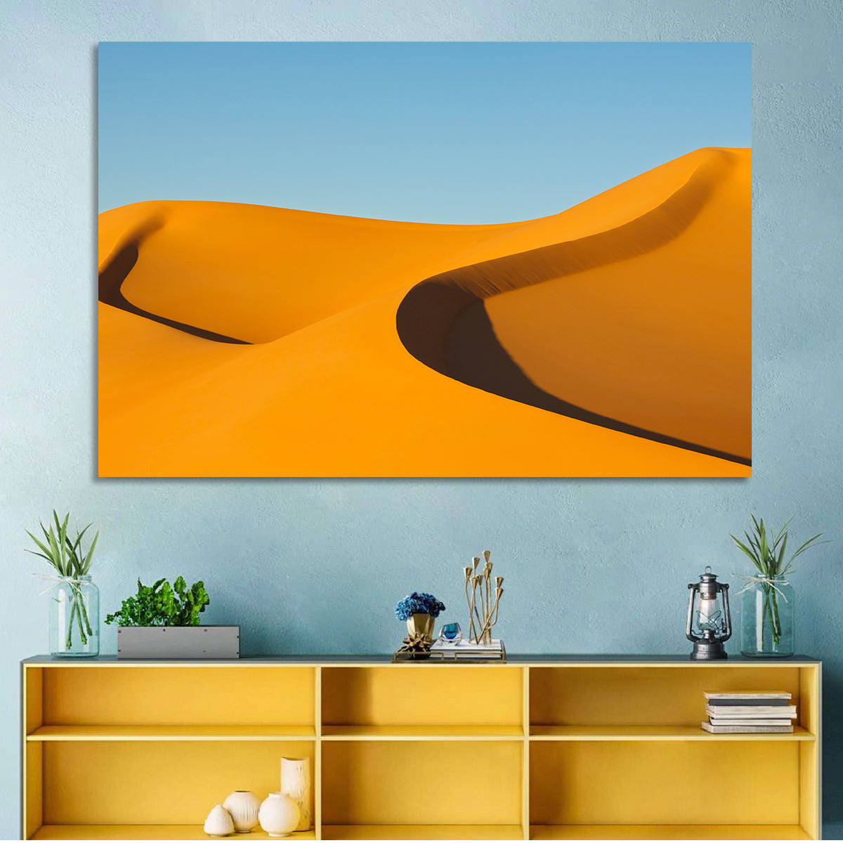 Awbari Golden Dunes Wall Art in a room, landscape