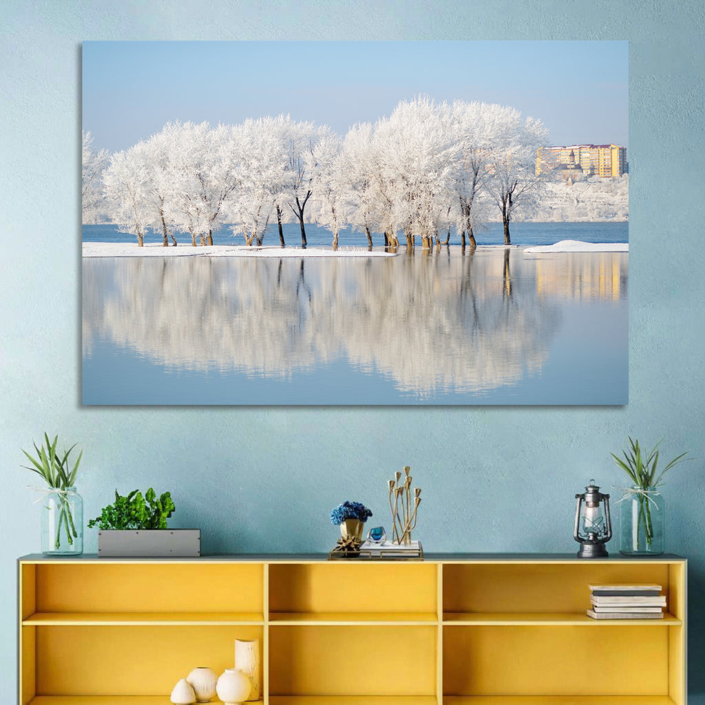 Winter Lake Reflection Wall Art