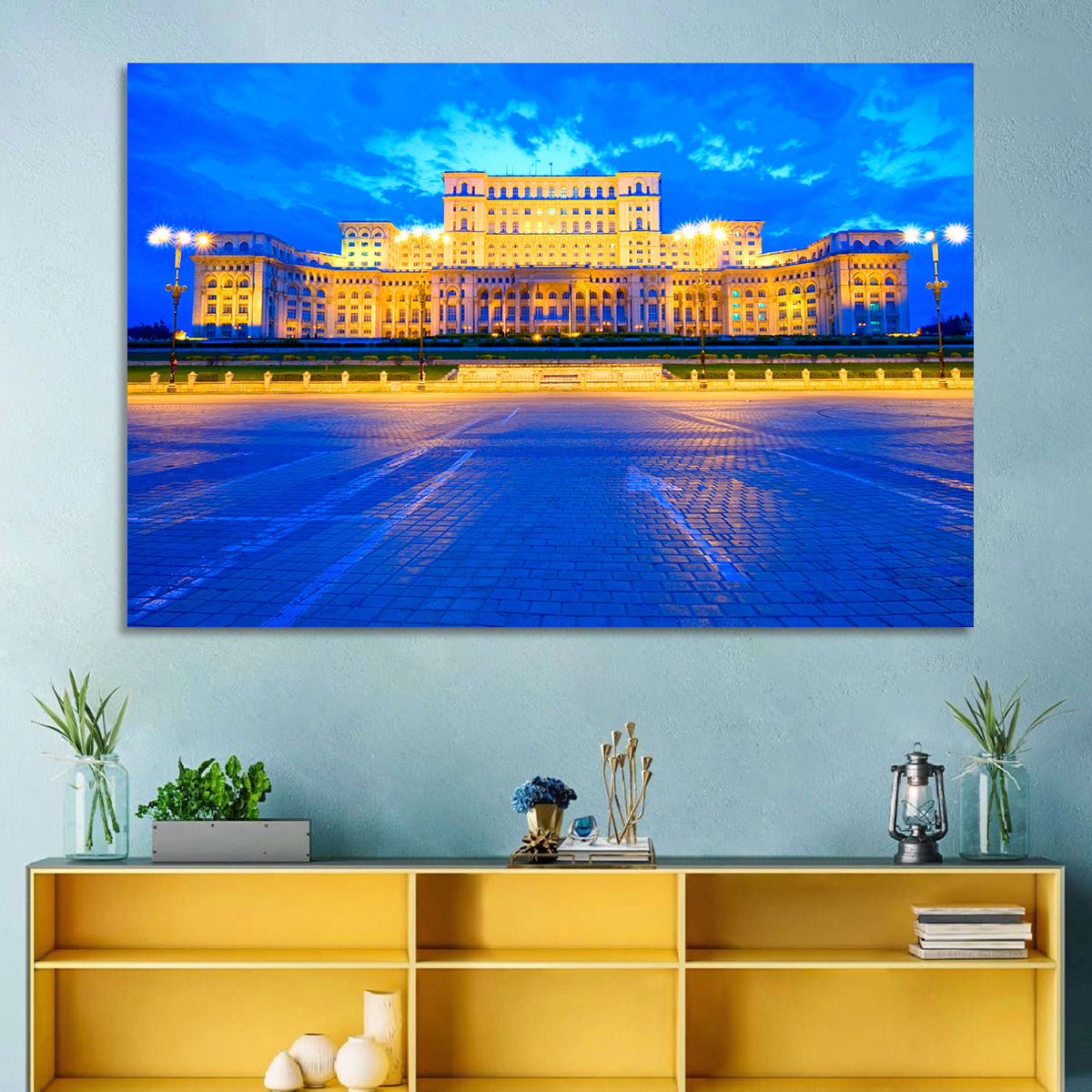 Palace of the Parliament at Twilight Wall Art