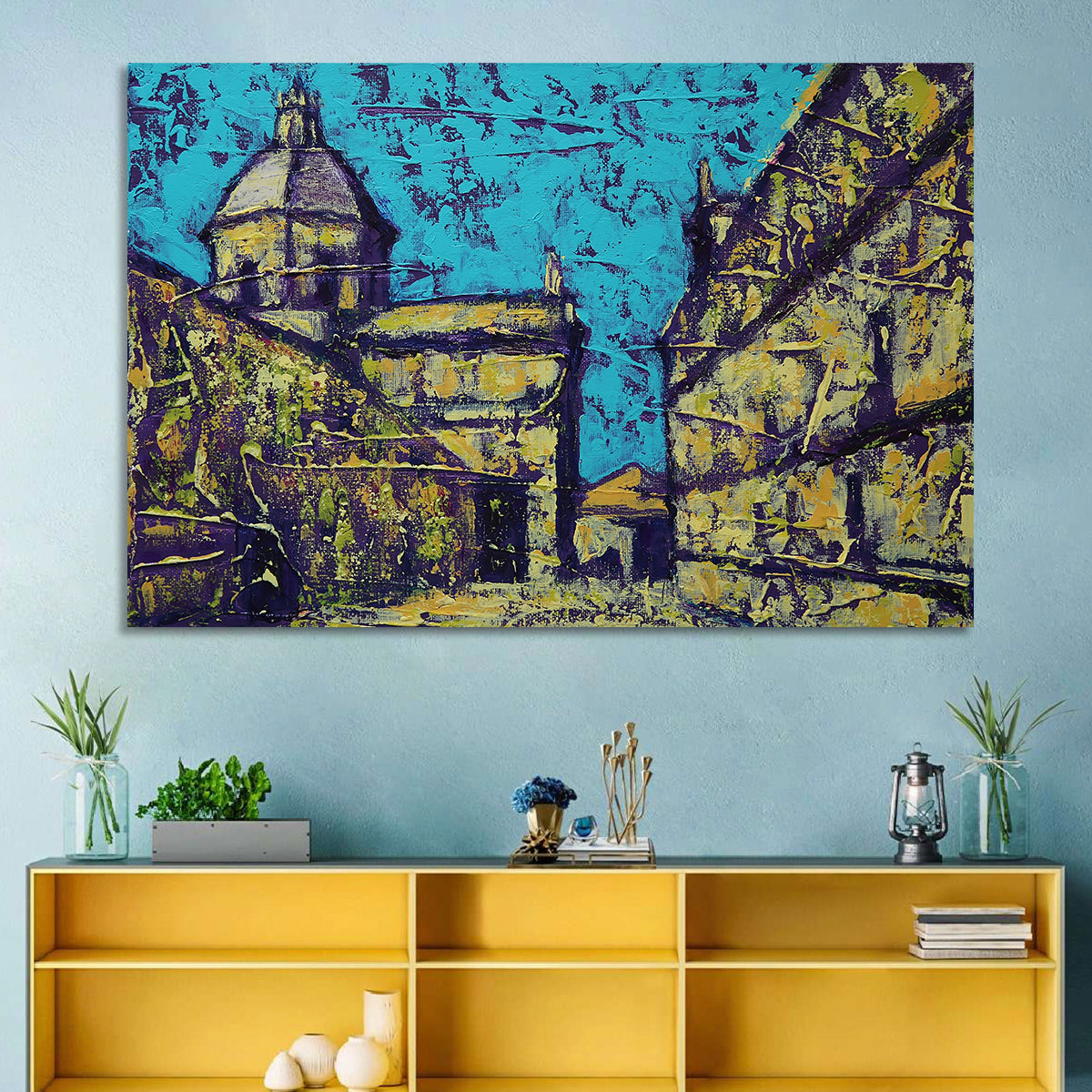 Las Agustinas Alleyway Abstraction Wall Art in a room, landscape