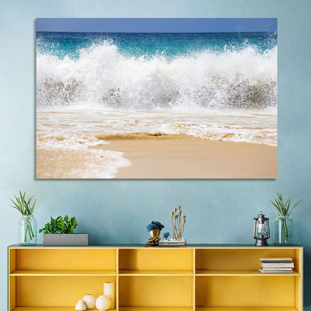 Breaking Wave Over Wet Sand Wall Art