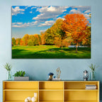 Autumn Trees and Lakeside Lawn Wall Art