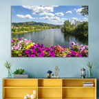 Sand Creek River with Petunias Wall Art