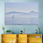 Sailboat and Misty Mountains Wall Art