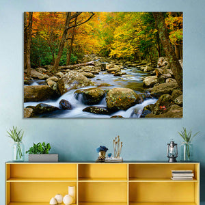 Rushing Autumn Stream Wall Art