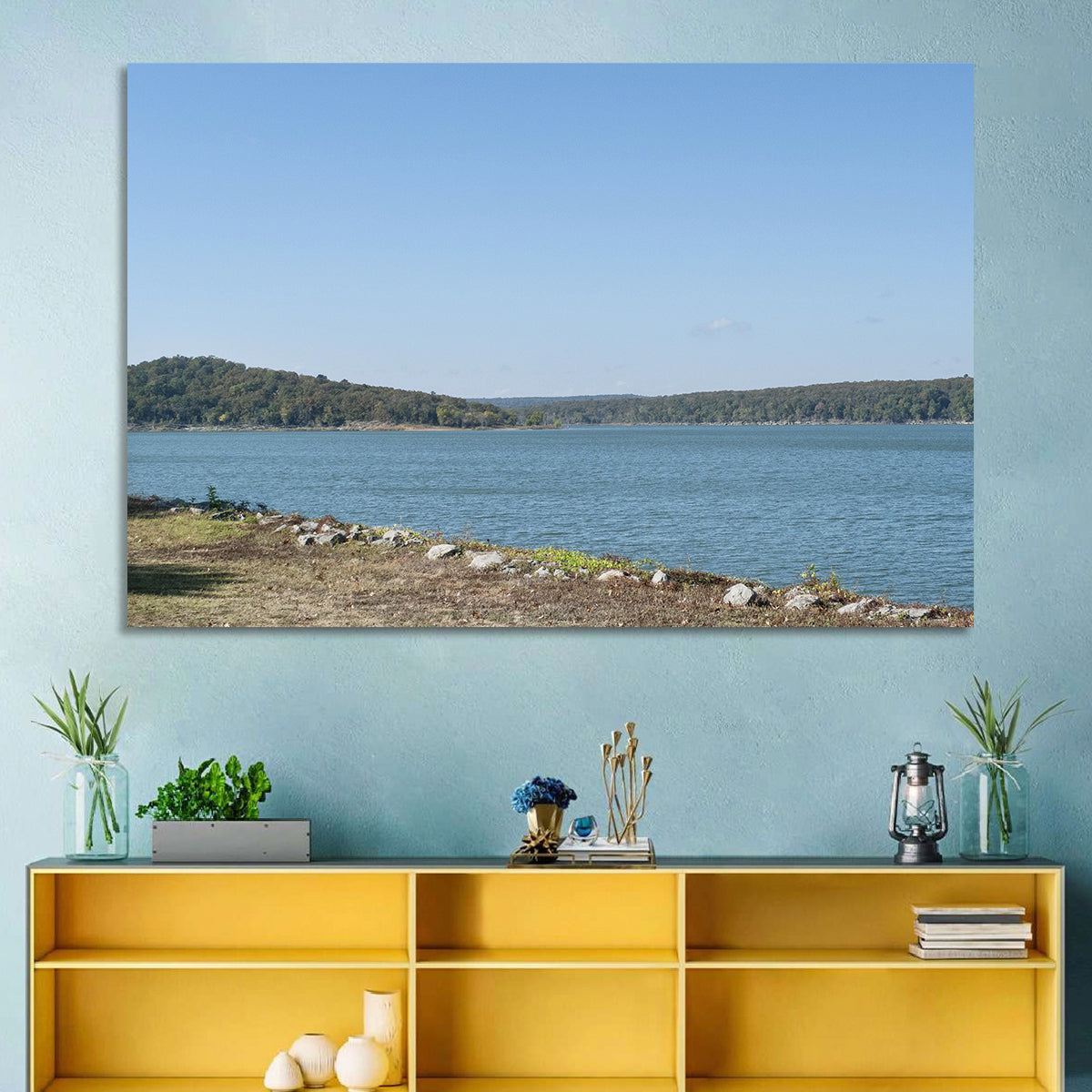 Tenkiller Lake Shoreline Wall Art in a room, landscape