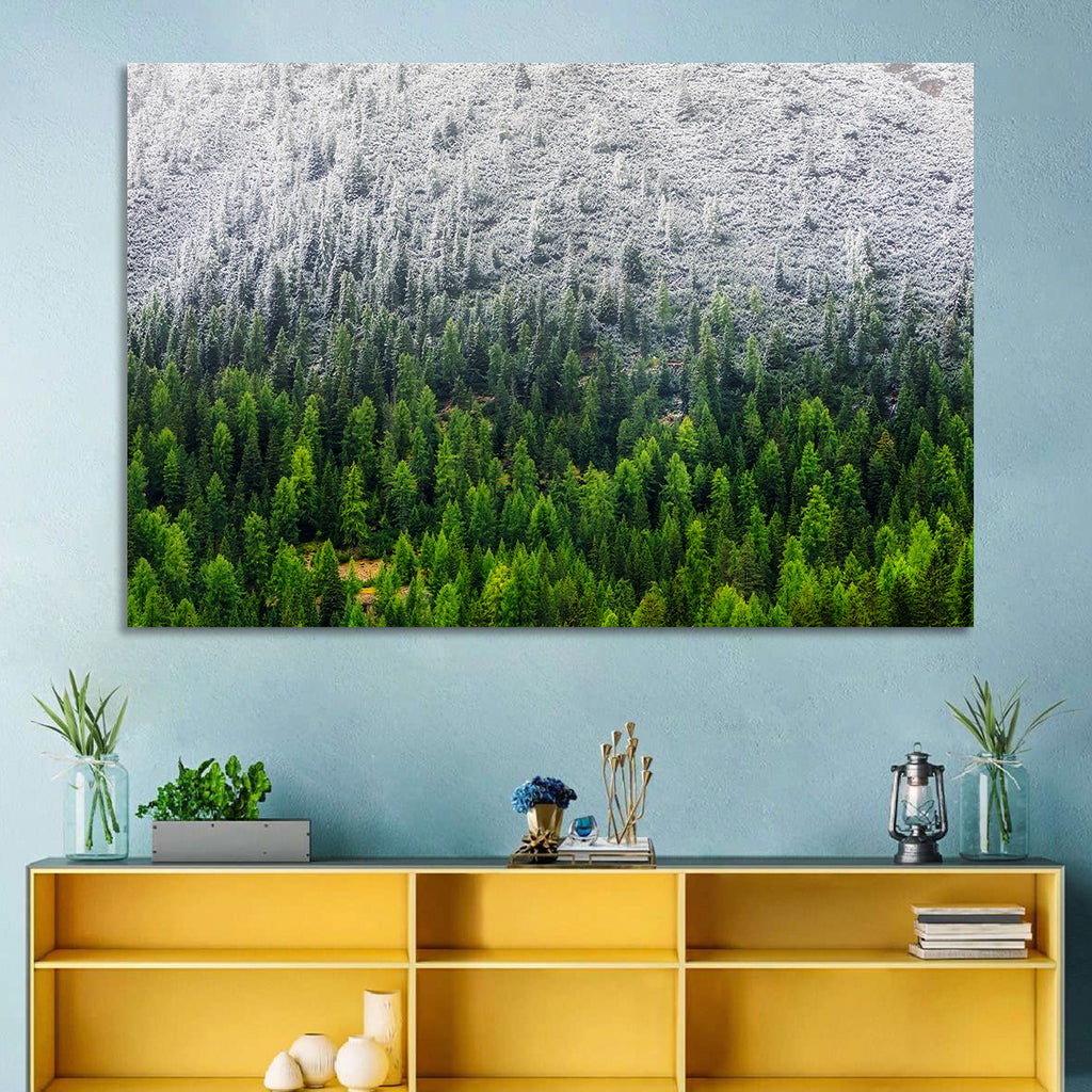 Snowy Dolomites Forest Wall Art