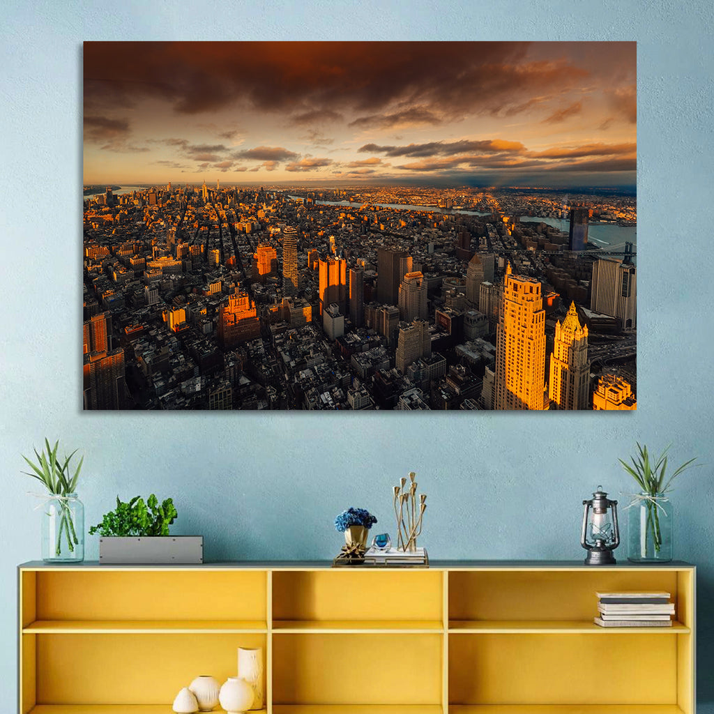 South Manhattan Sunset Skyline Wall Art