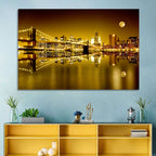 Brooklyn Bridge Moonlit Reflection Wall Art