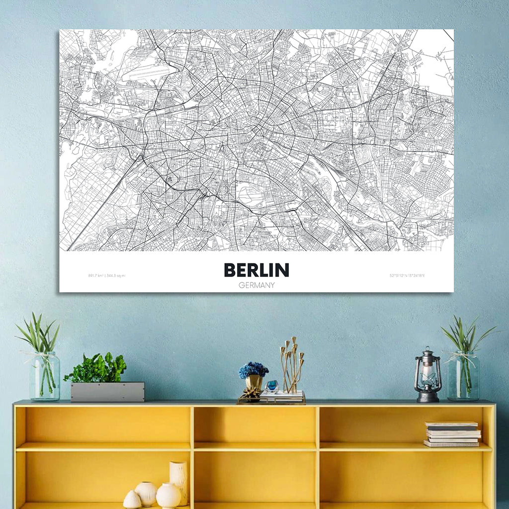 Berlin Street Network Map Wall Art