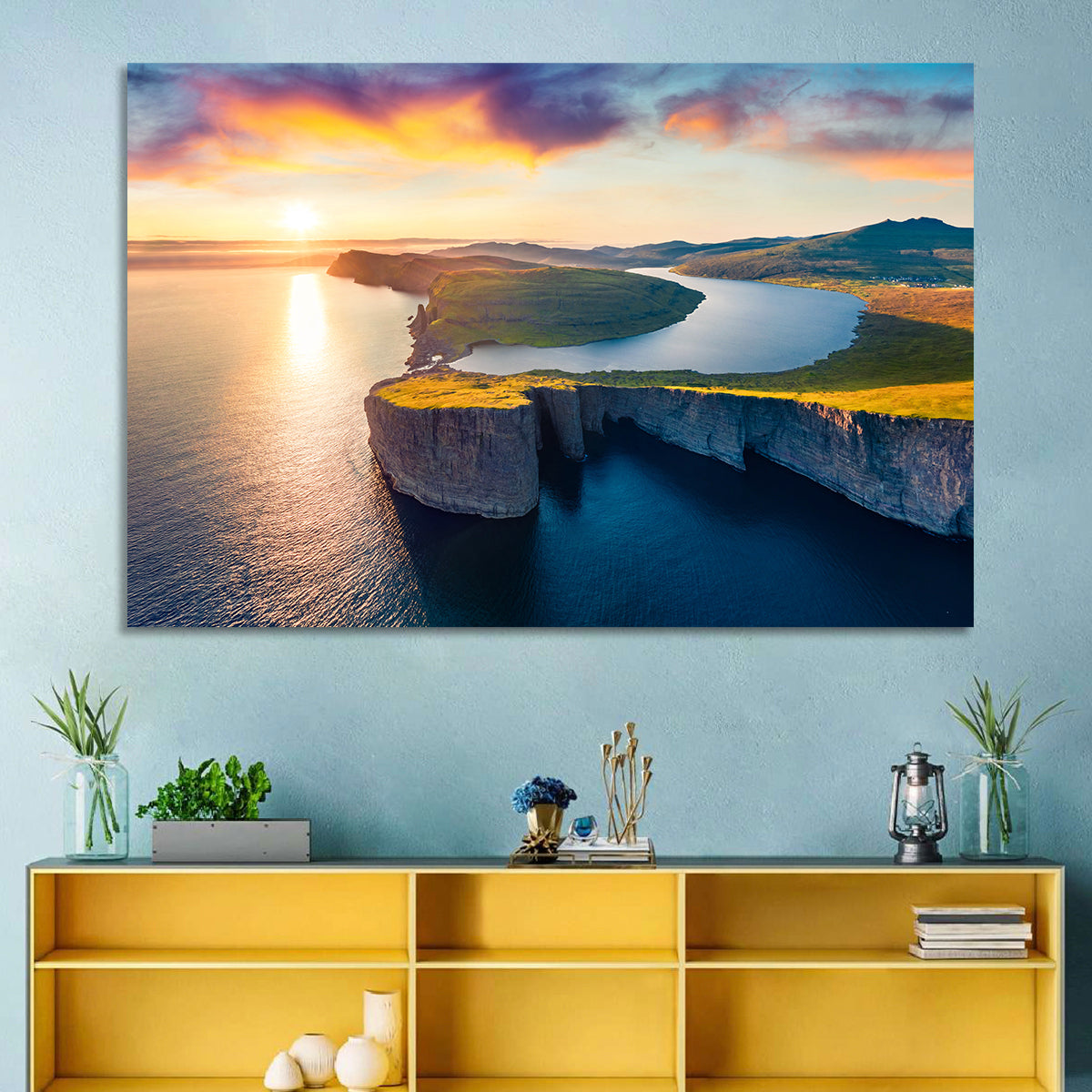 Sørvágsvatn Lake at Sunset Wall Art