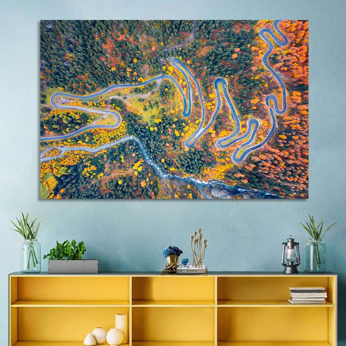 Maloya Pass Aerial View Wall Art in a room, landscape