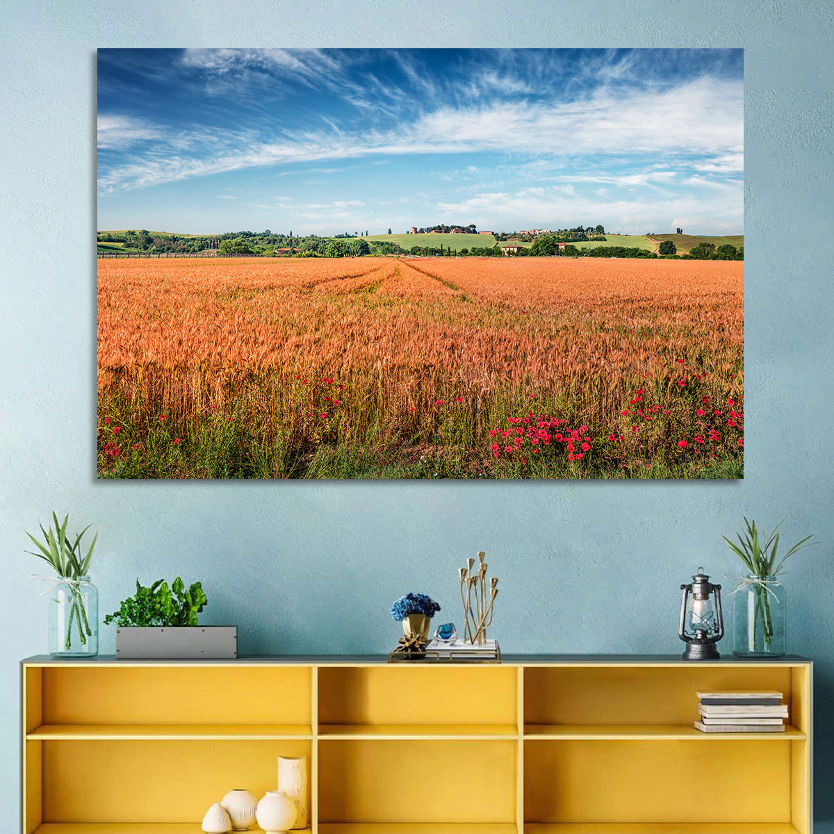 Golden Wheat Field with Poppies Wall Art