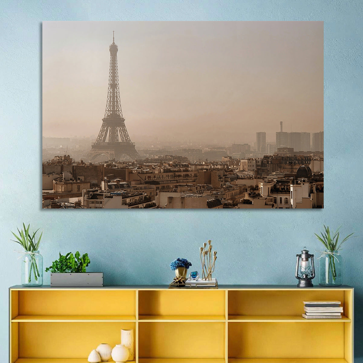 Eiffel Tower Over Paris Rooftops Wall Art