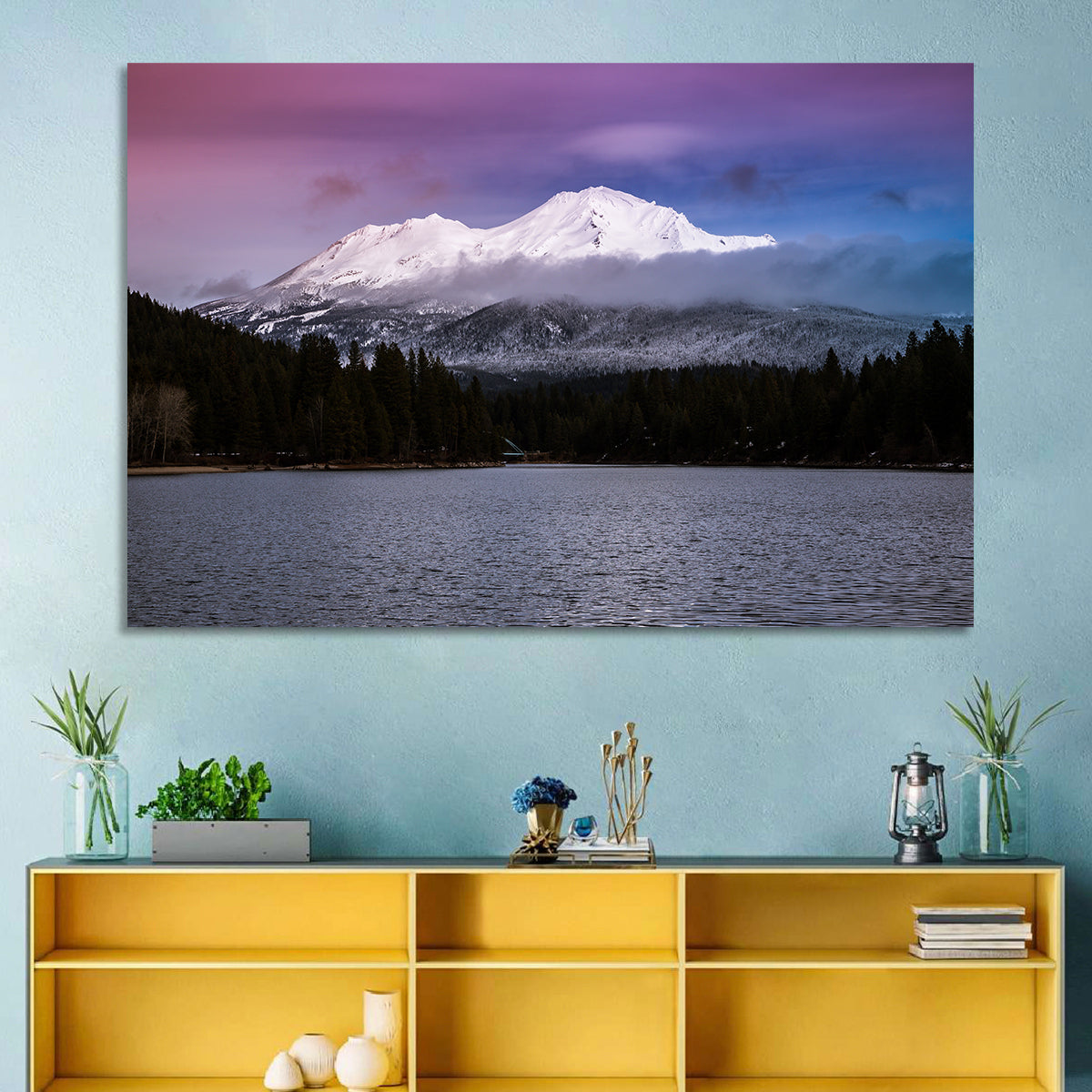 Mount Shasta from Lake Siskiyou Wall Art in a room, landscape