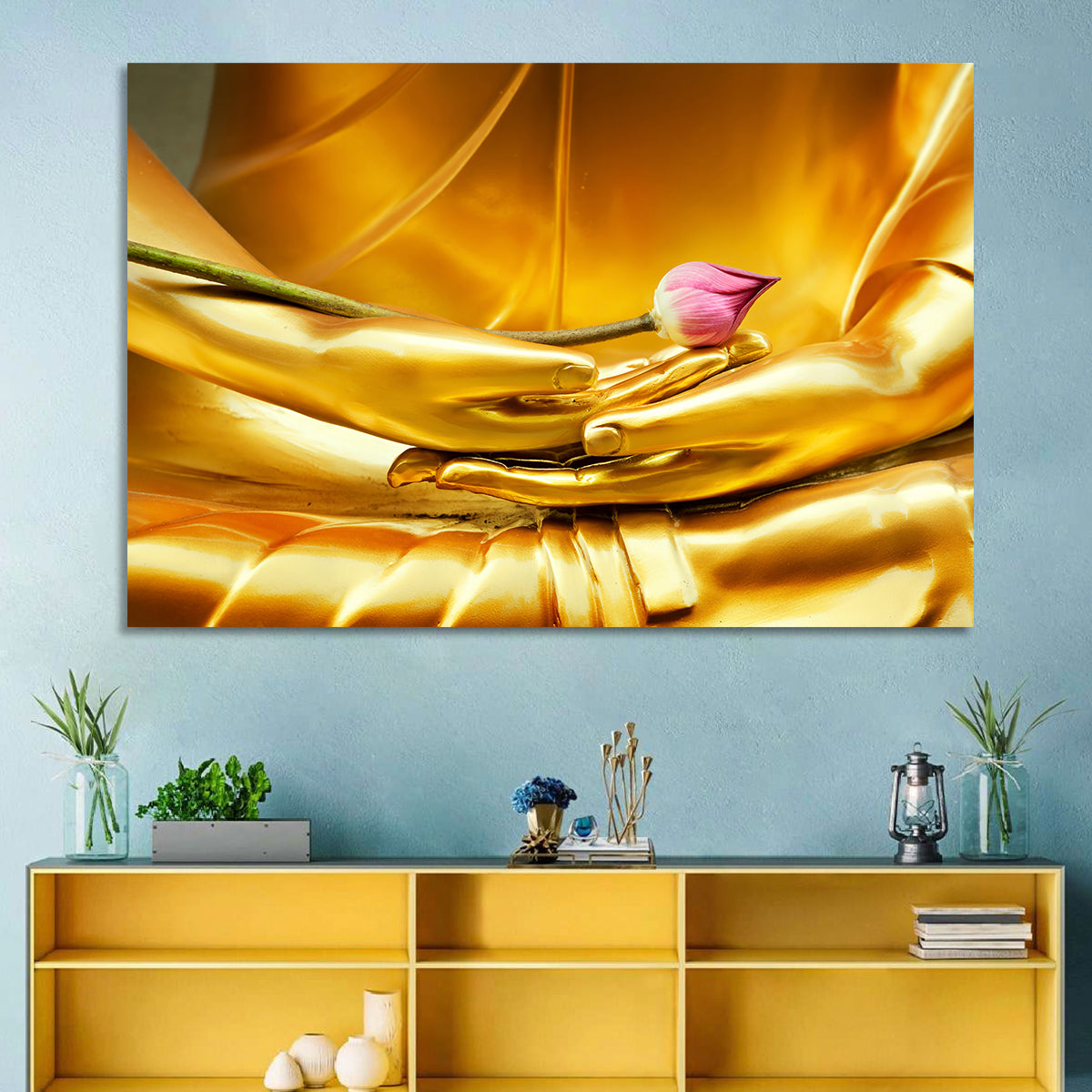 Buddha Hands with Lotus Wall Art