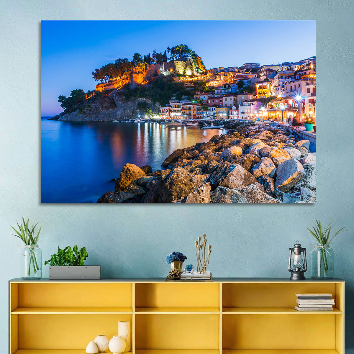 Parga Harbor at Dusk Wall Art
