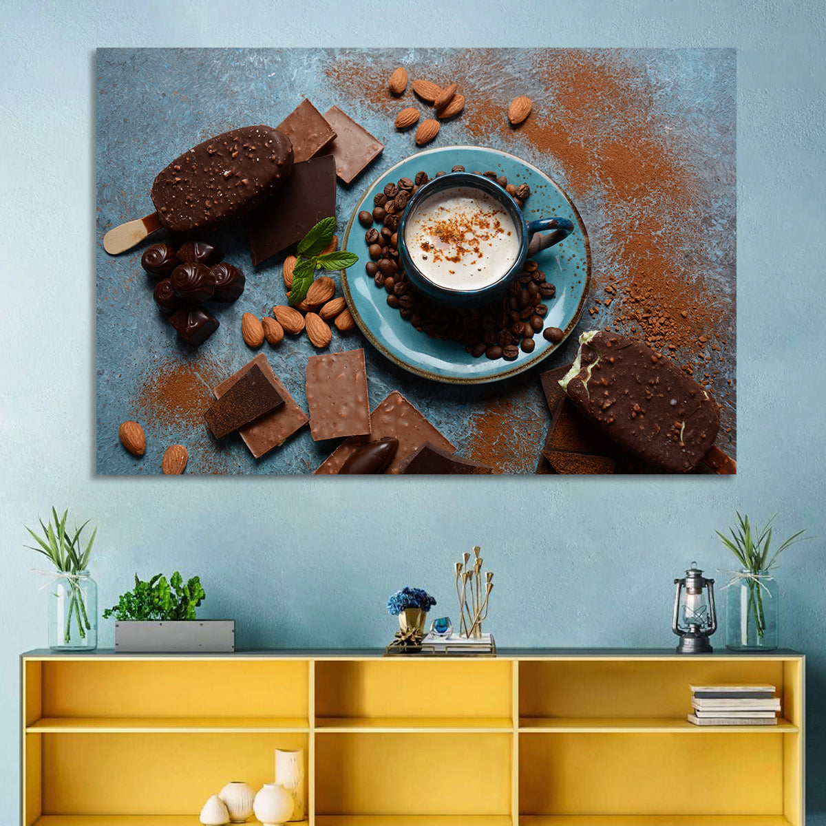 Coffee and Ice Cream Still Life Wall Art in a room, landscape
