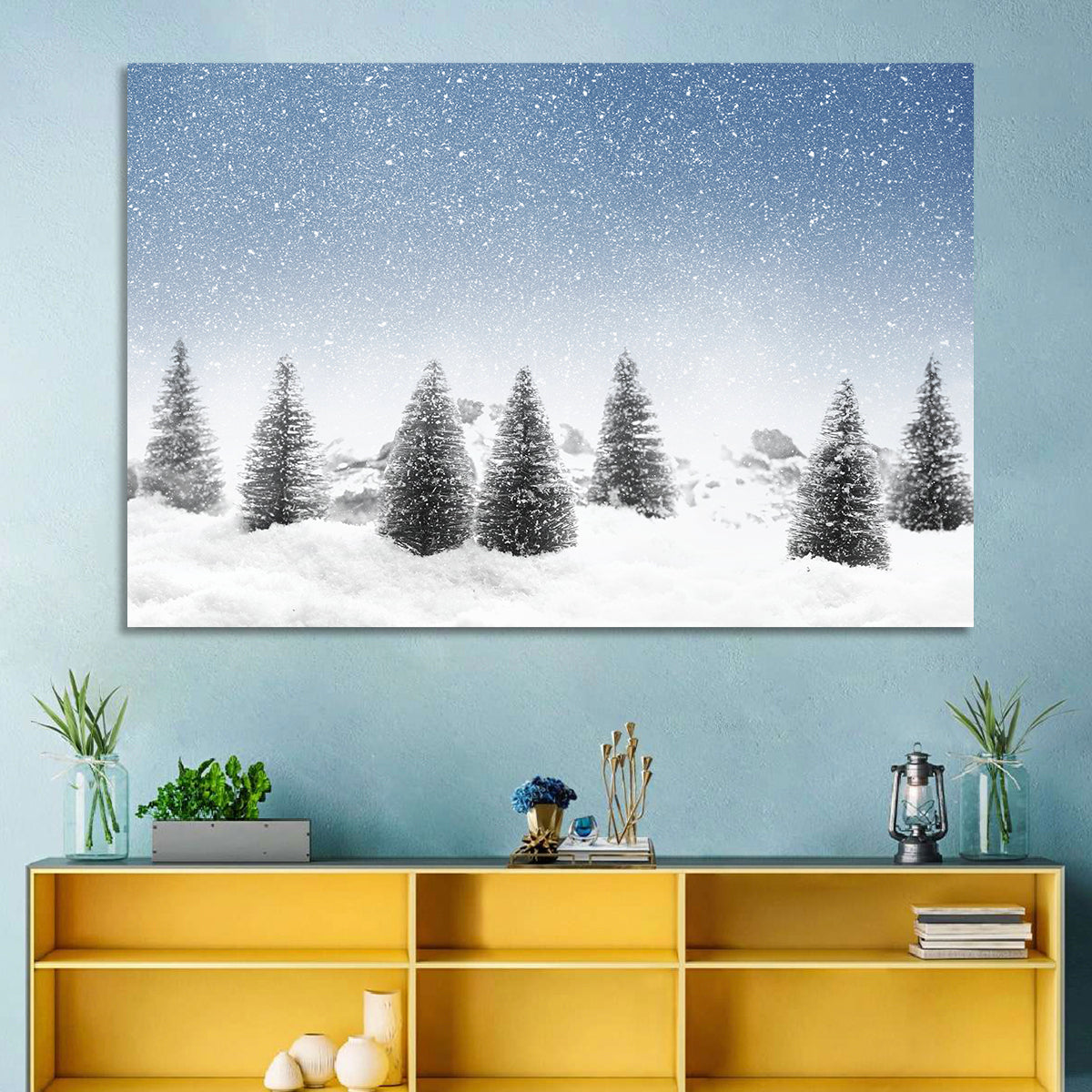 Winter Pine Trees Landscape Wall Art