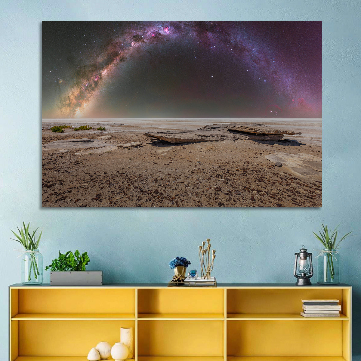 Lake Eyre Milky Way Wall Art in a room, landscape