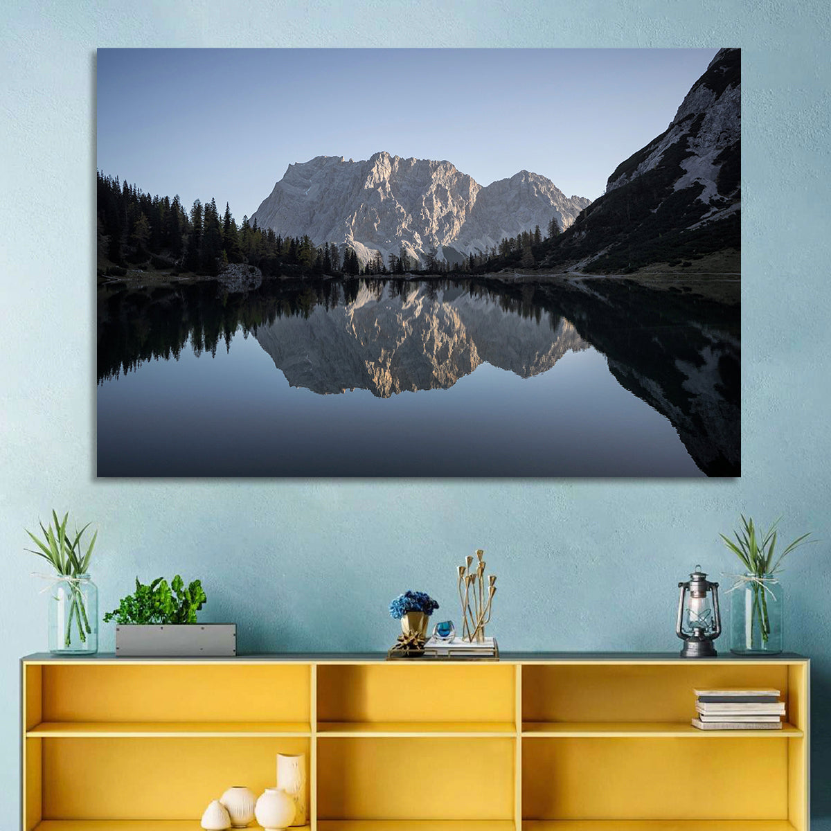 Zugspitze from Lake Seebensee Wall Art in a room, landscape
