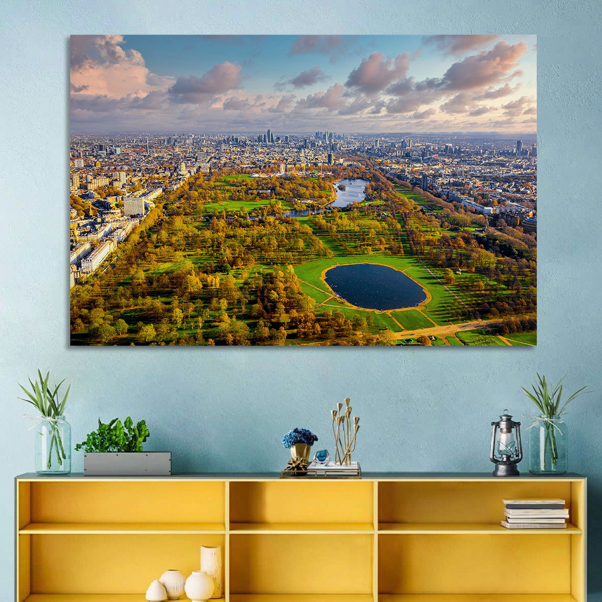 Hyde Park Aerial View Wall Art in a room, landscape