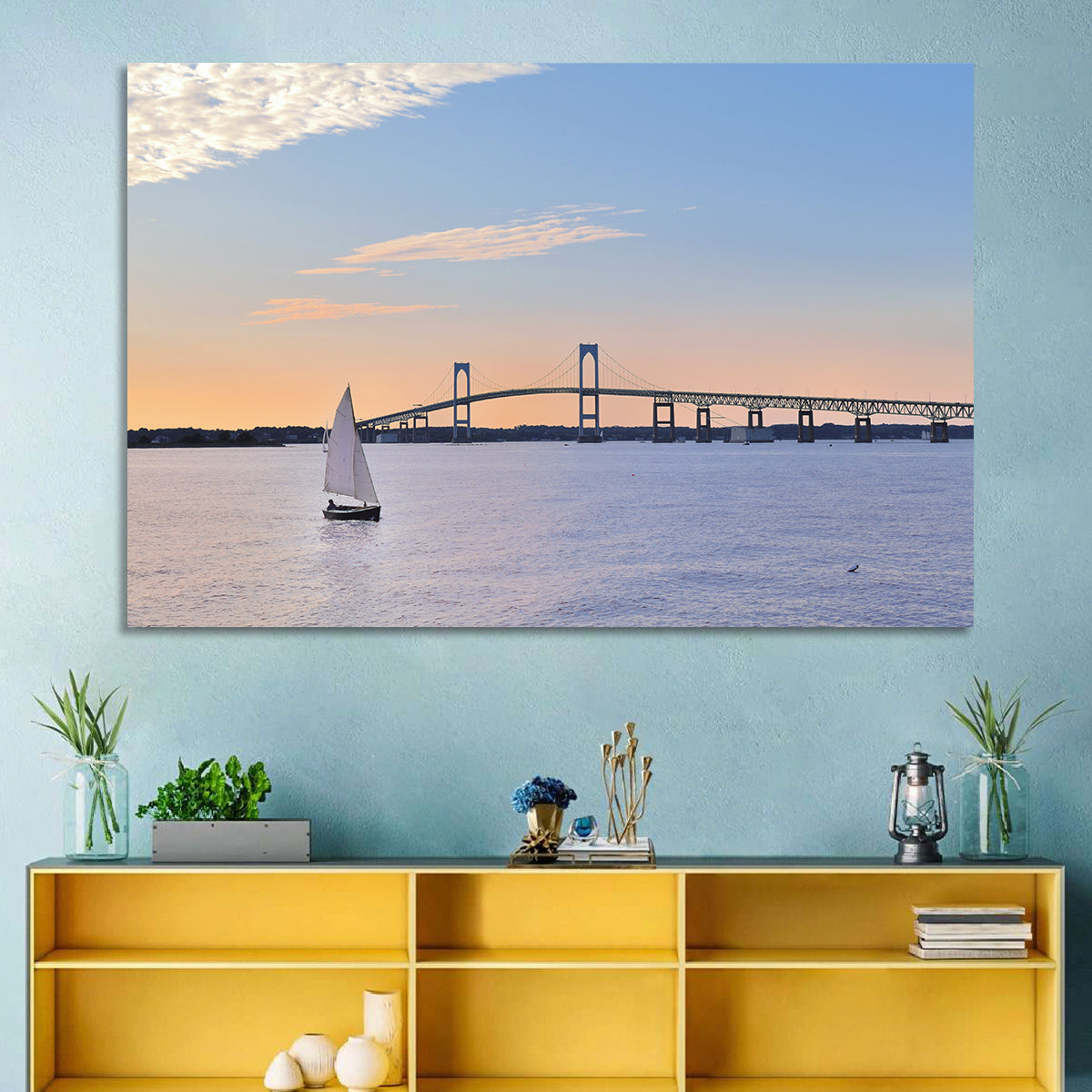 Newport Bridge at Sunset Wall Art