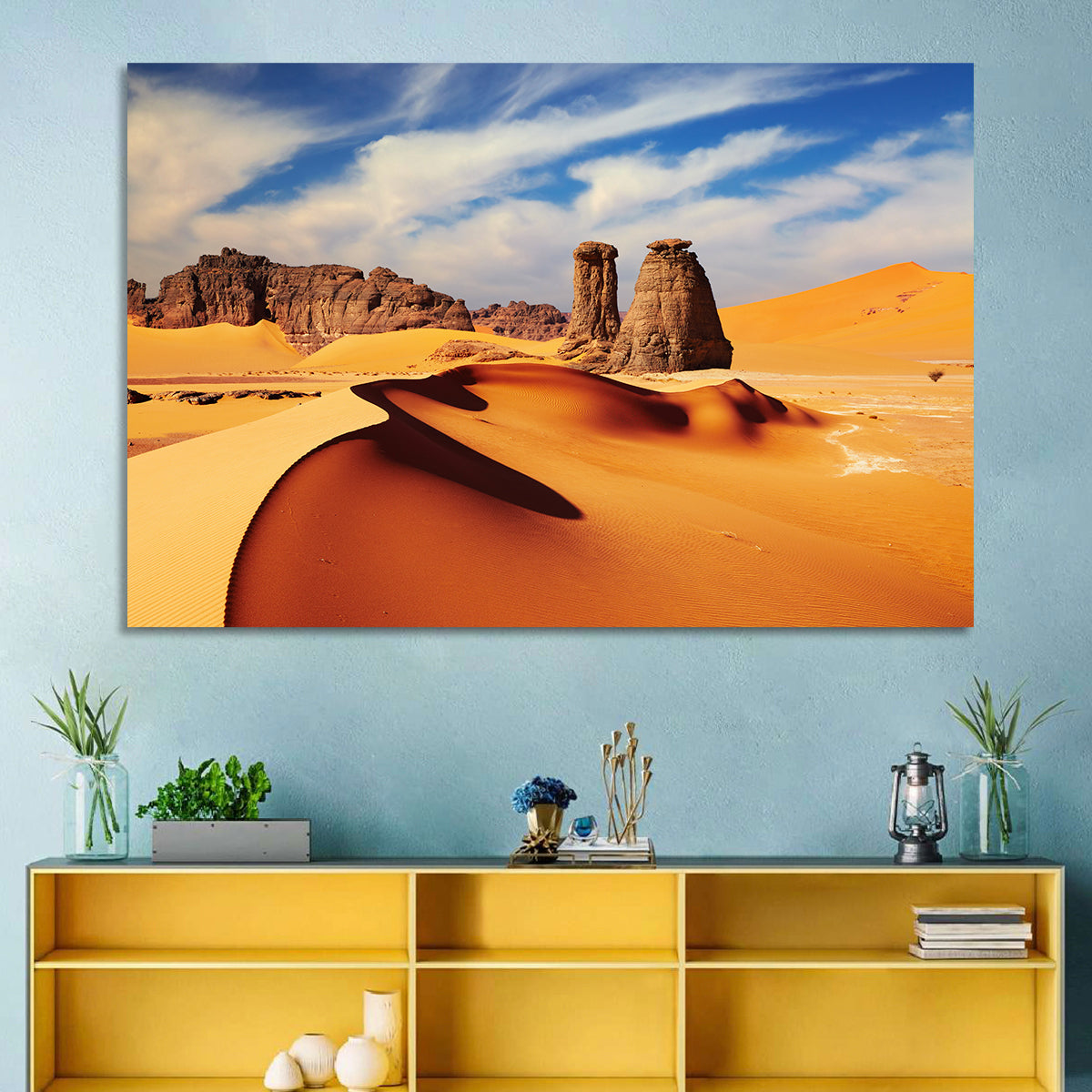 Tadrart Rouge Sand Dunes Wall Art in a room, landscape