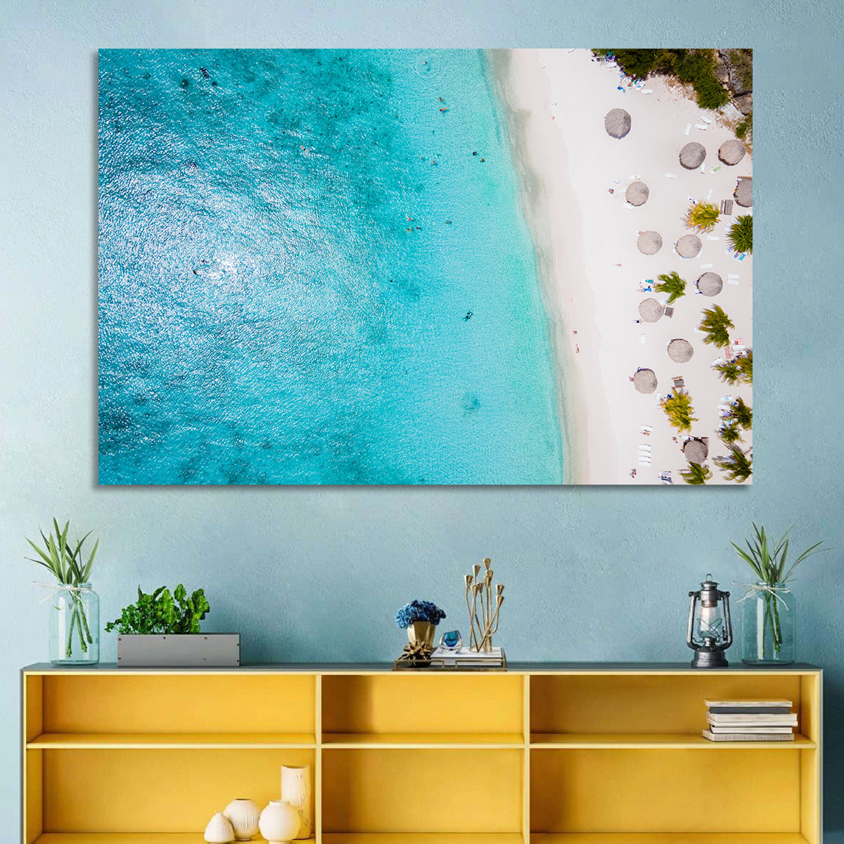 Cas Abou Aerial Shoreline Wall Art in a room, landscape