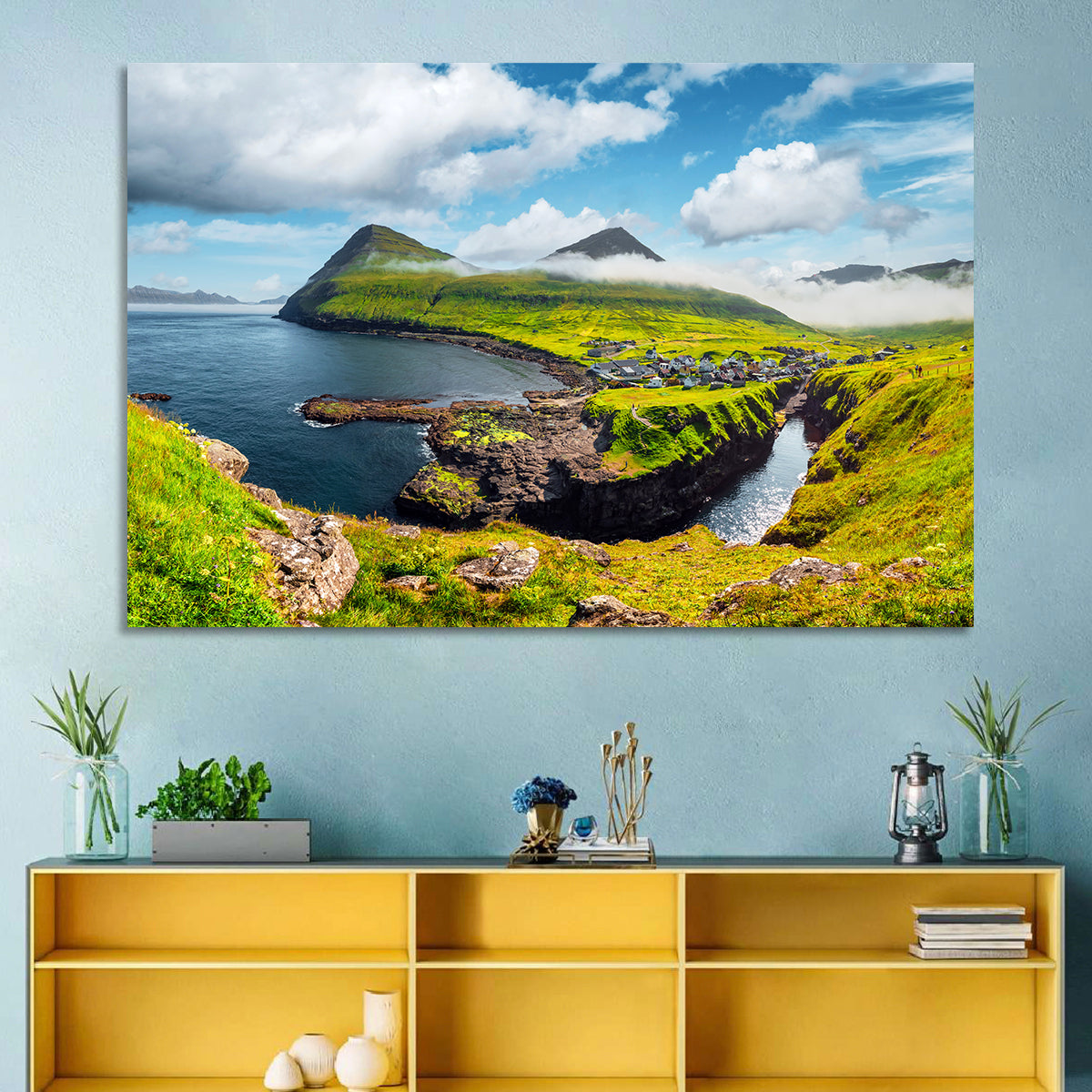 Gjógv Harbor Coastal Village Wall Art