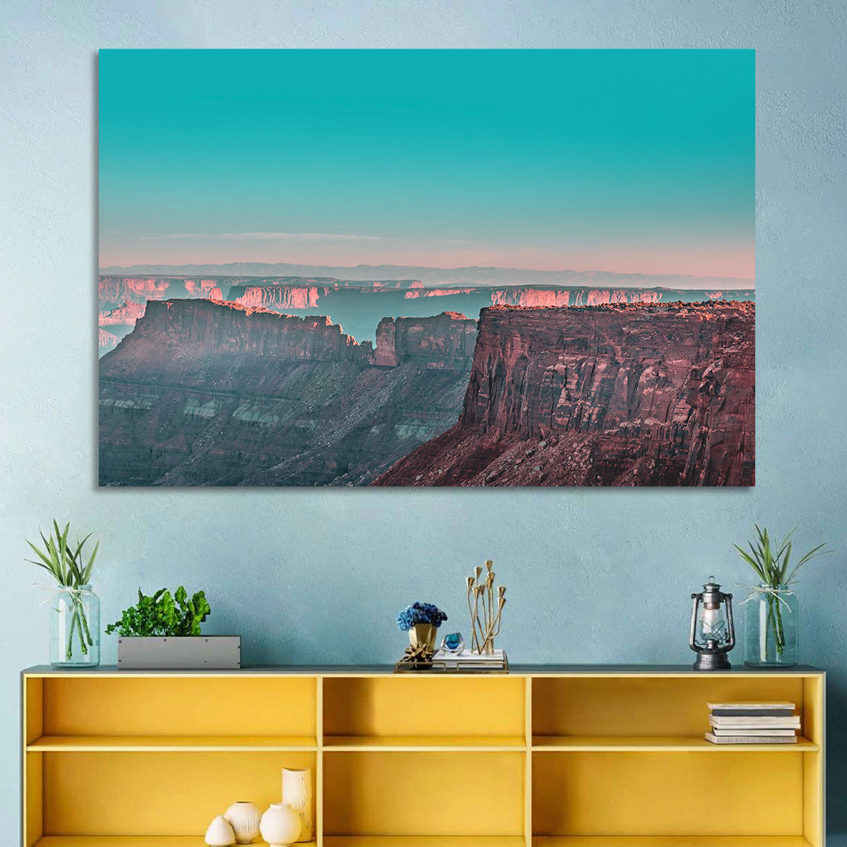 Sunlit Canyon Rim at Dusk Wall Art in a room, landscape