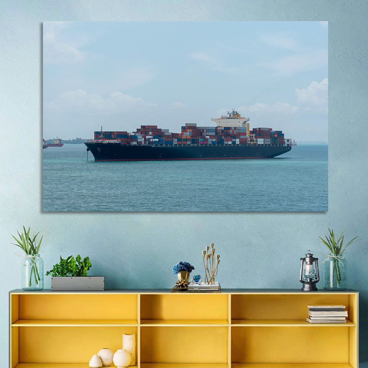 Harbor Container Ship at Sea Wall Art