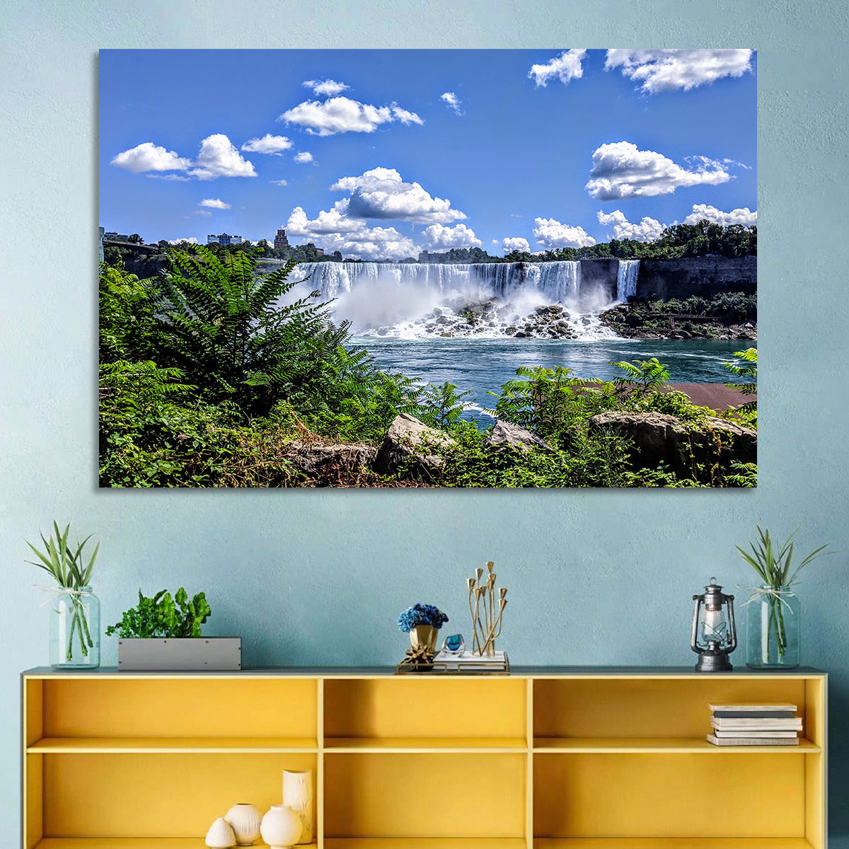 Niagara Falls Horseshoe Cascade Vista Wall Art in a room, landscape