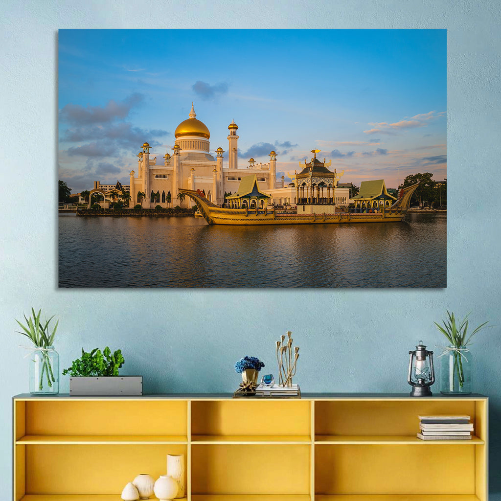 Sultan Omar Ali Saifuddien Mosque at Golden Hour Wall Art