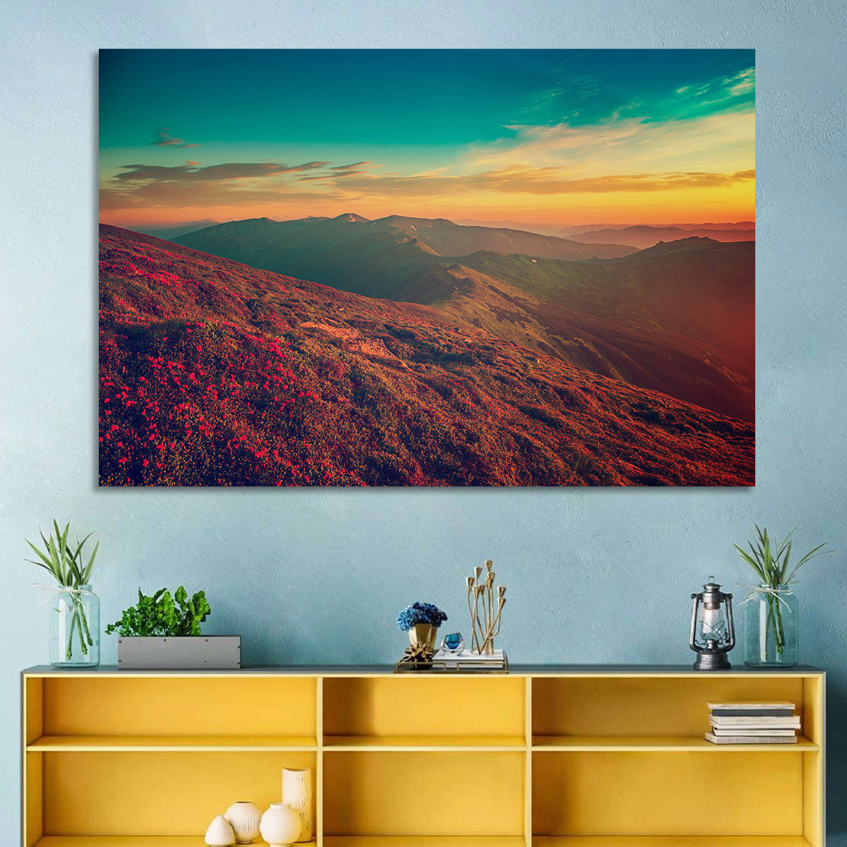 Alpine Rhododendrons at Golden Sunrise Wall Art