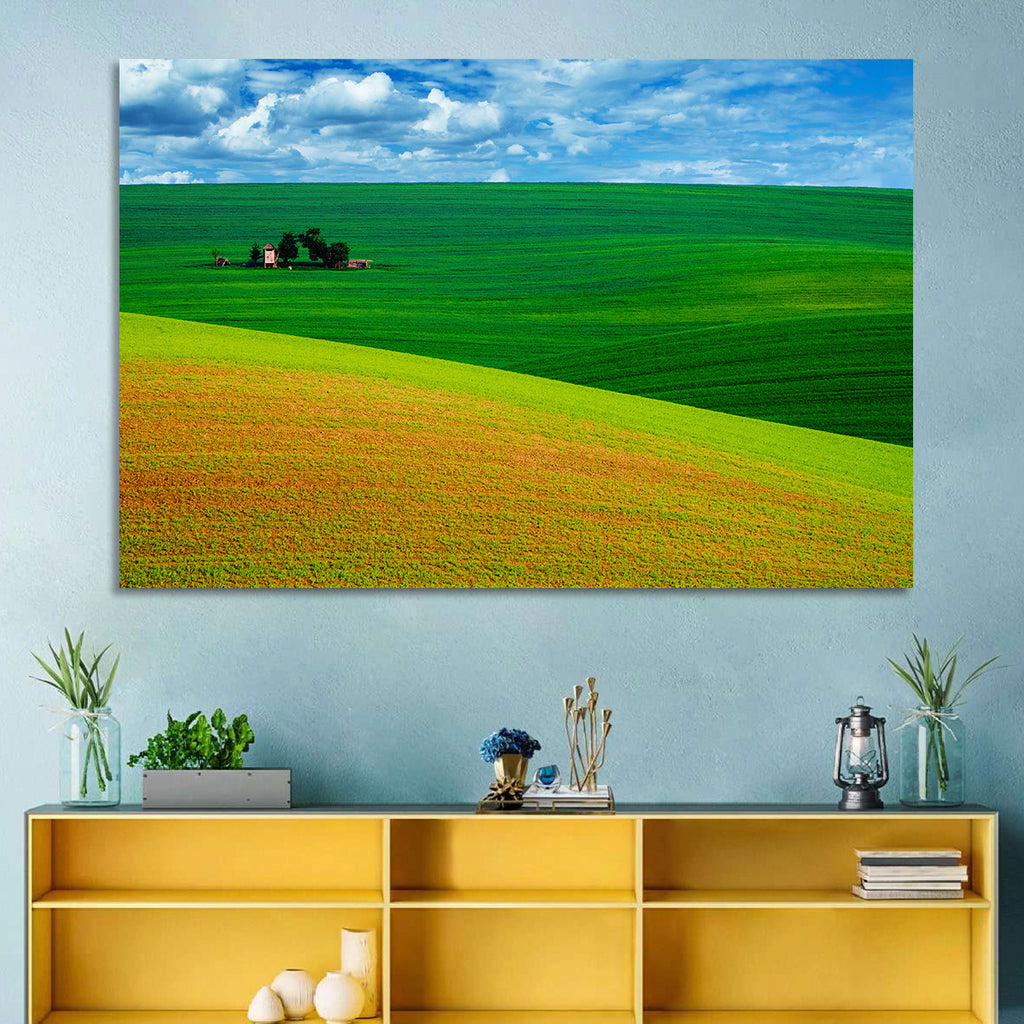 Golden Field and Green Hillside Wall Art