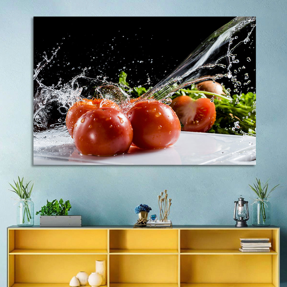 Tomatoes with Water Splash Wall Art