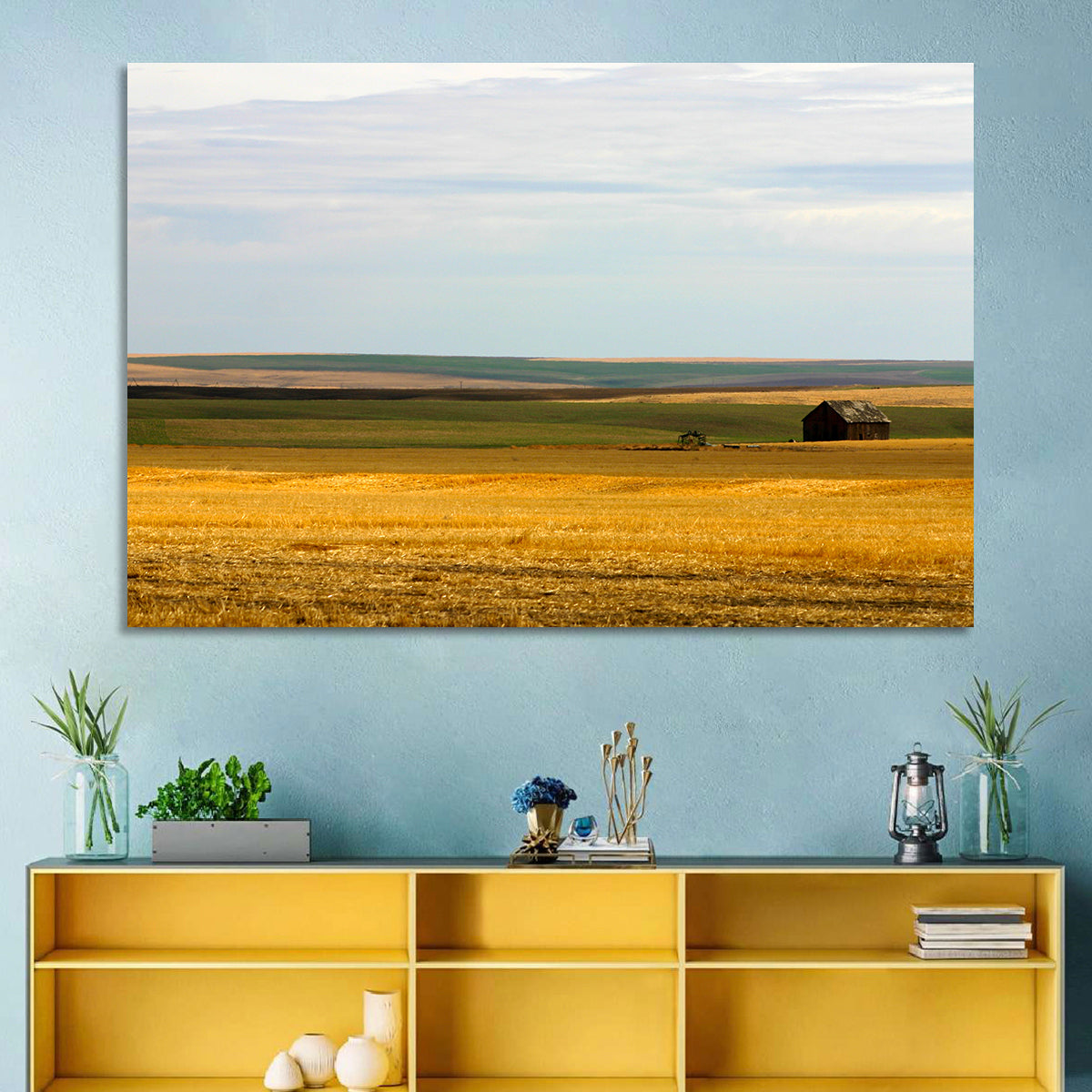 Lone Barn, Montana Farmland Wall Art in a room, landscape