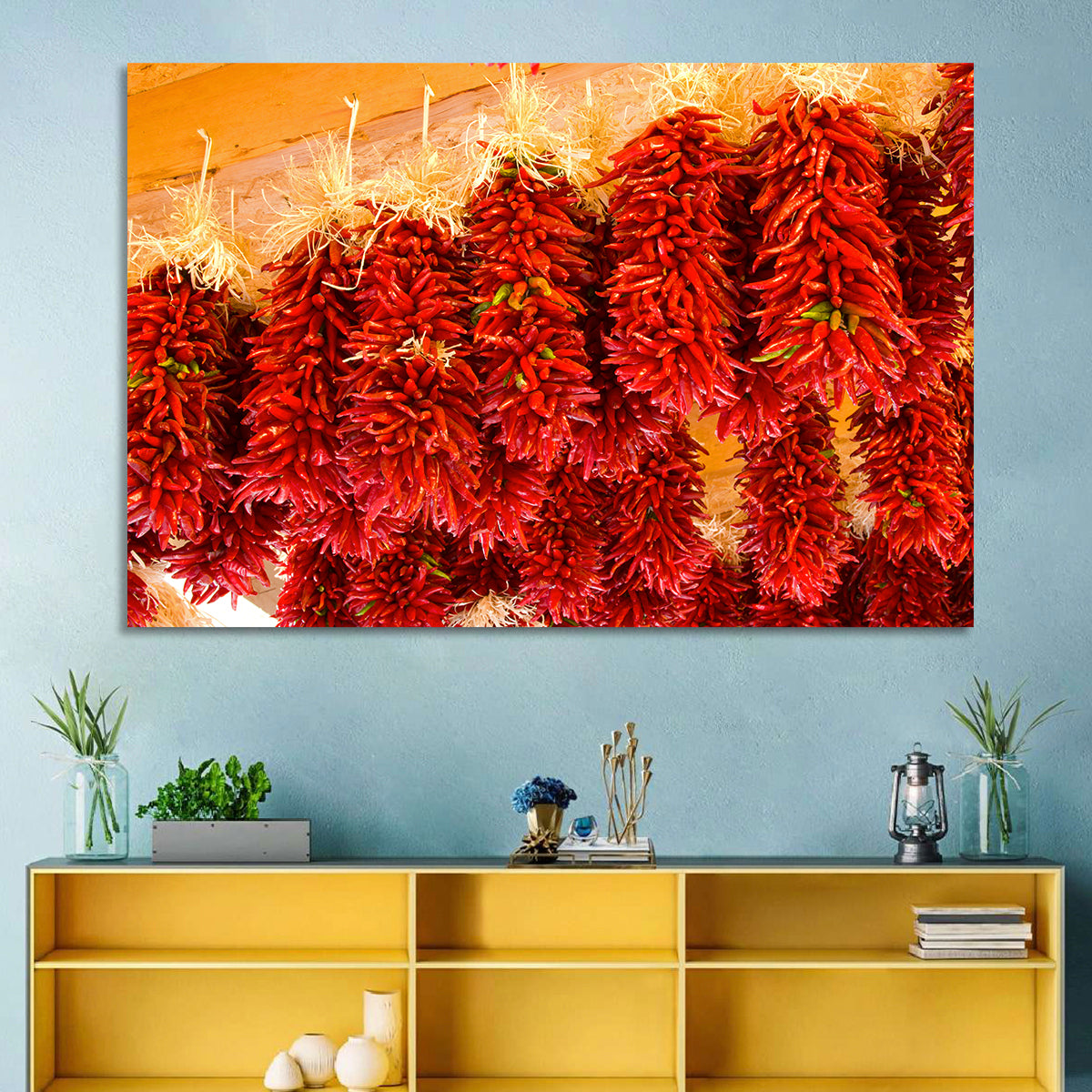 Hanging Dried Chili Peppers Wall Art