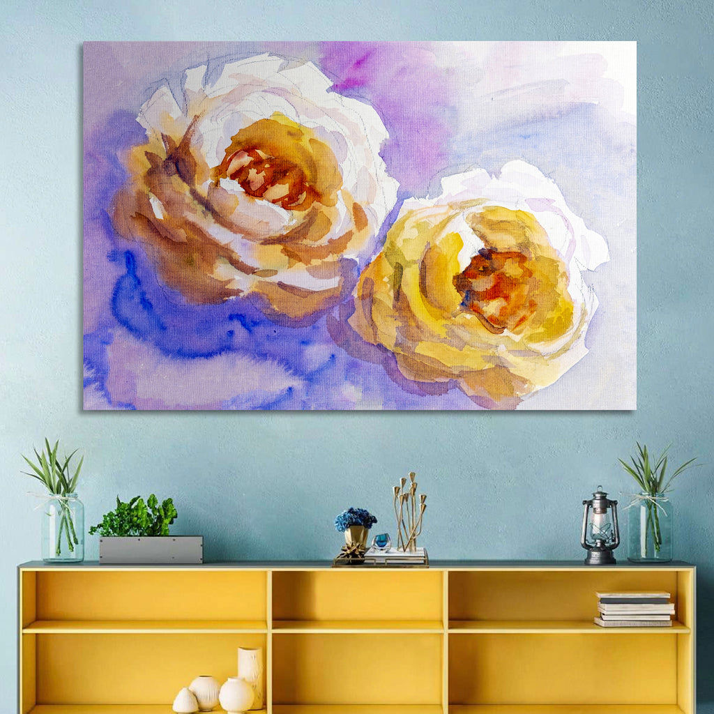Diagonal Rose Pair Study Wall Art