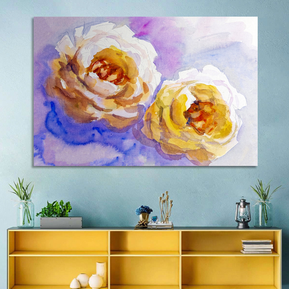 Diagonal Rose Pair Study Wall Art