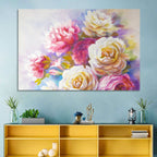 Watercolor Peony Bouquet Wall Art
