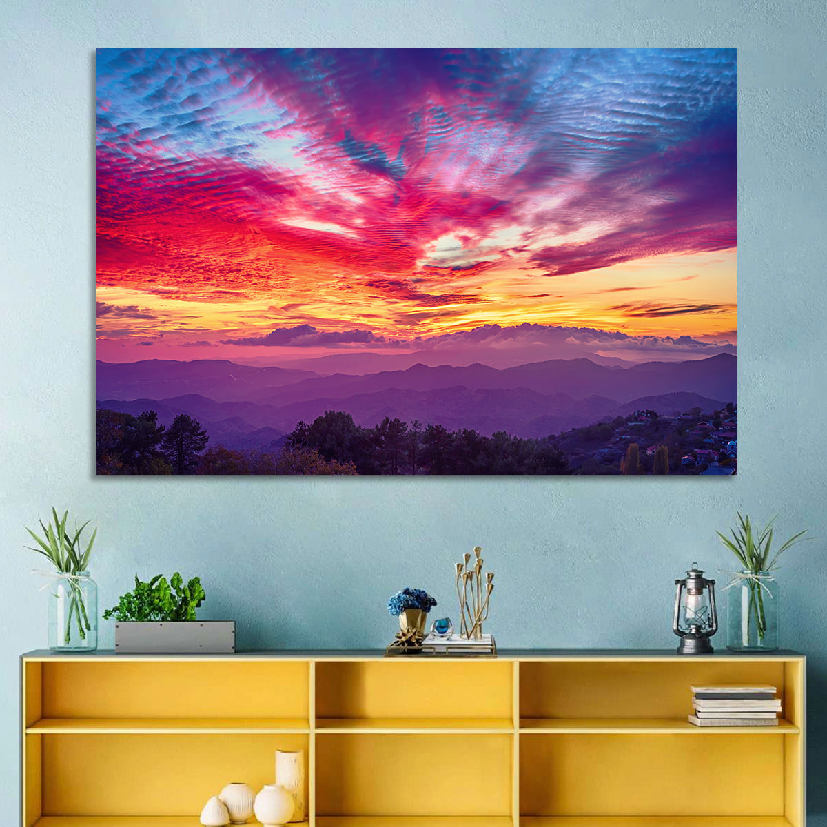Golden Dusk Cloud Mountains Wall Art