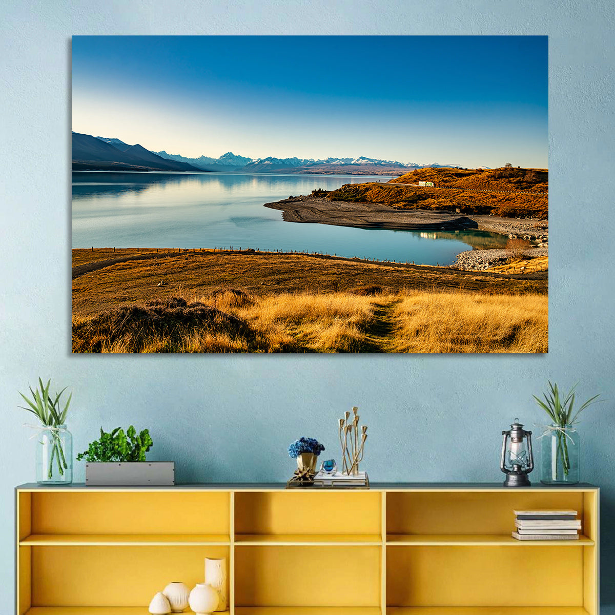 Lake Pukaki Golden Hour with Mount Cook Wall Art