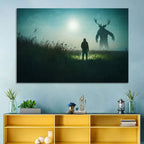 Antlered Shadow in Mist Wall Art