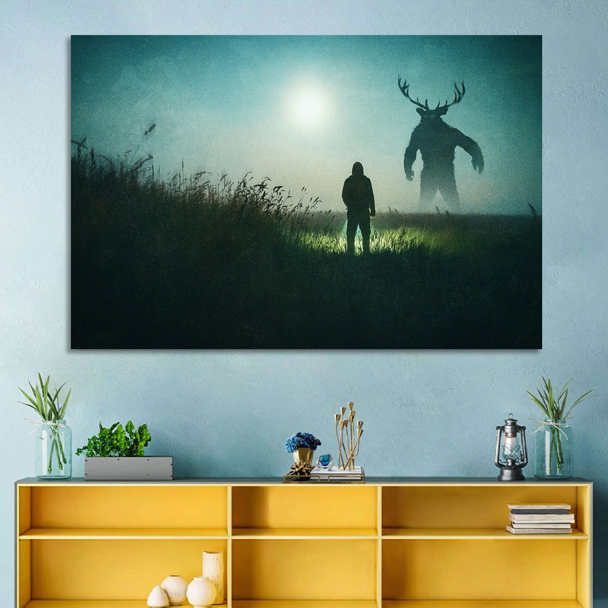 Antlered Shadow in Mist Wall Art